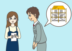 近隣住民に工事の挨拶をしている施工業者