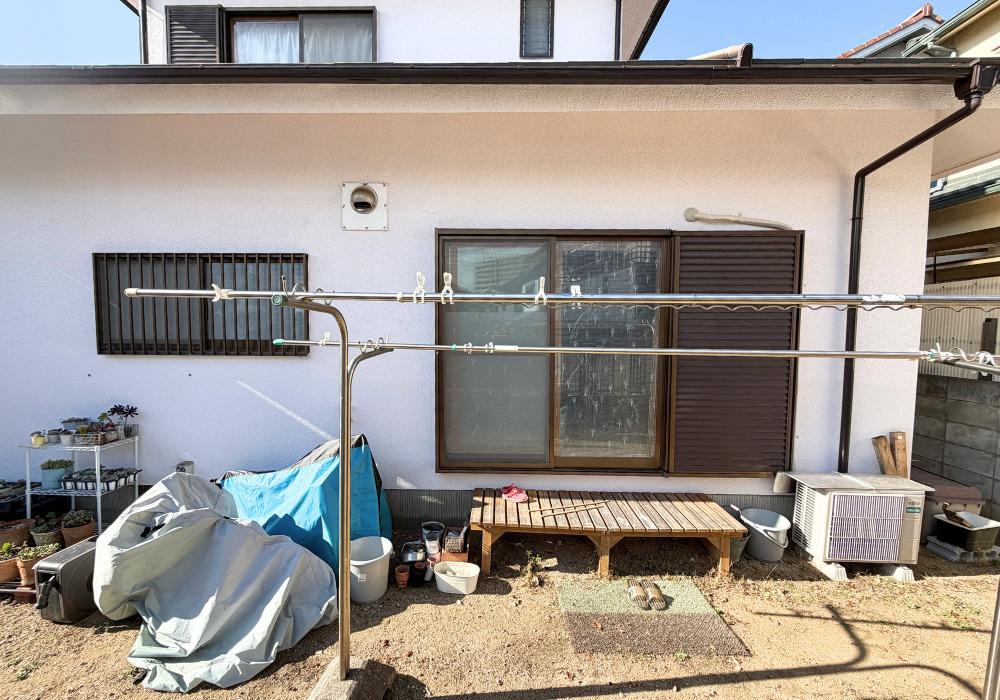 明石市リフォーム　大きなテラスで洗濯物も安心して干せます